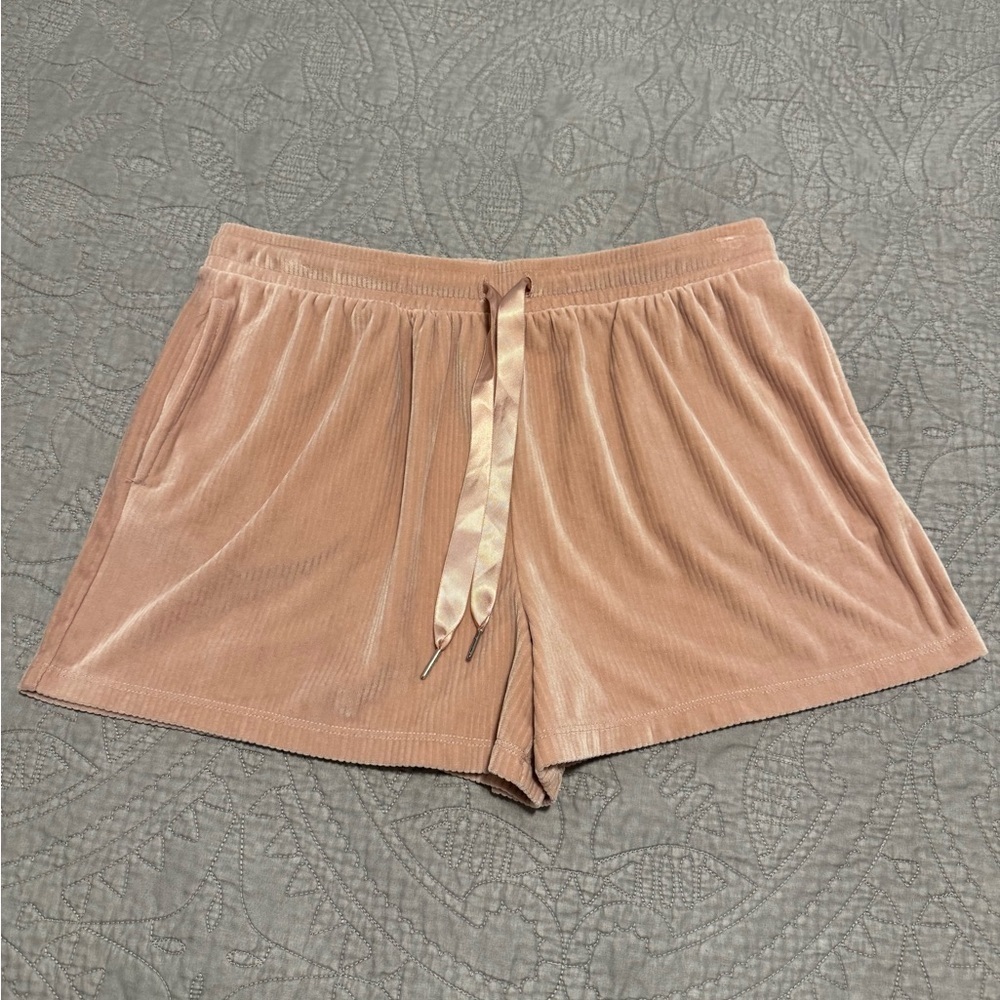 Jaclyn Intimates Dusty Rose/Pink Loungewear Drawstring Velour Pajama Shorts